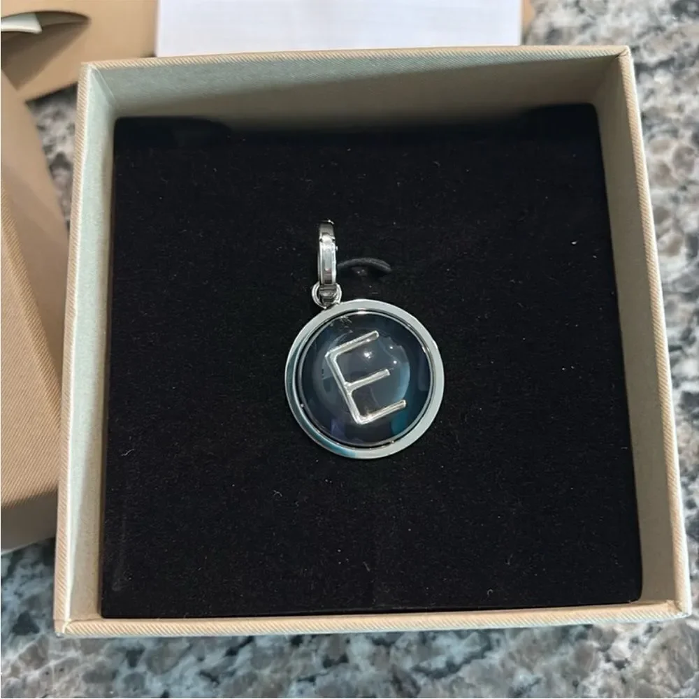 Burberry Silver Pendant Charm letter E NWT